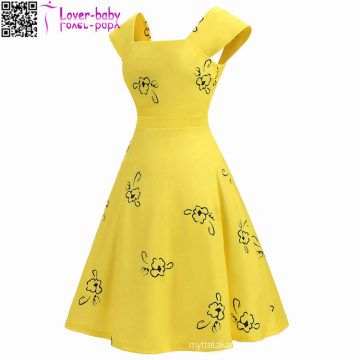 Floral Print Elegant Ladies Vintage Sexy Fashion Dress L36172